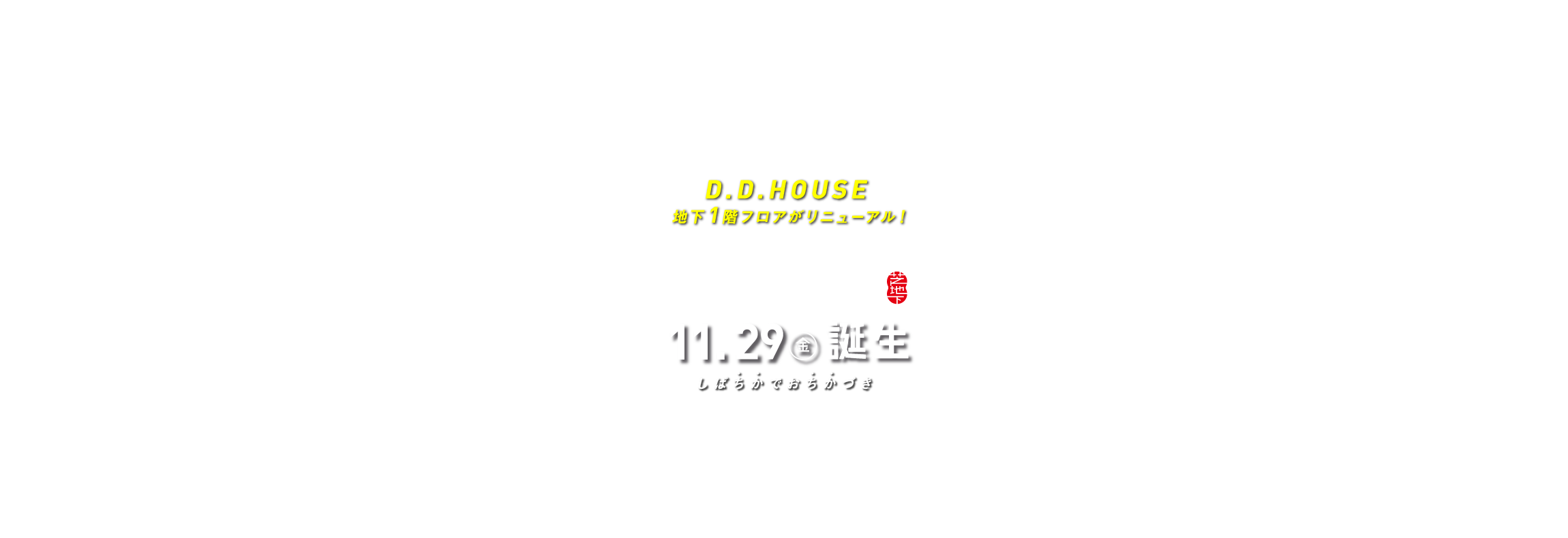 梅田しばちか UMEDA SHIBACHIKA 2024年11月29日金曜日 誕生 D.D.HOUSE 地下1階フロアがリニューアル しばちかでおちかづき